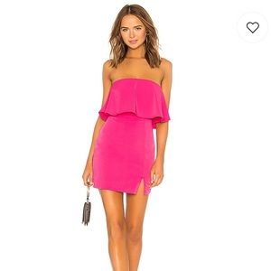 Catalina Ruffle Tube Mini Dress in Hot Pink